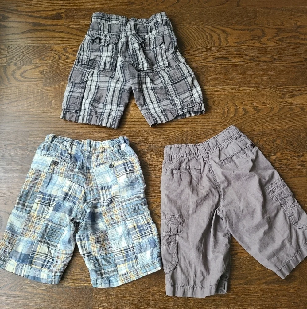 Kids Plaid and Solid Shorts Set Of 3 Ol Navy,Hawks,Gap Size 8
